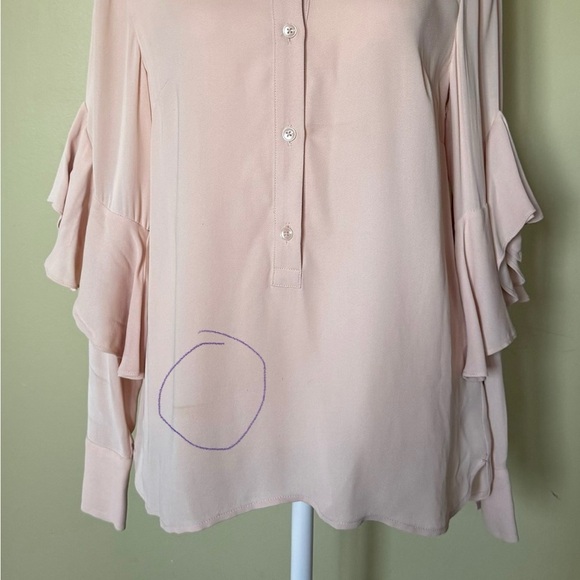 CLUB MONACO Peach Ruffle Long Sleeve Top Size Small - Picture 6 of 11